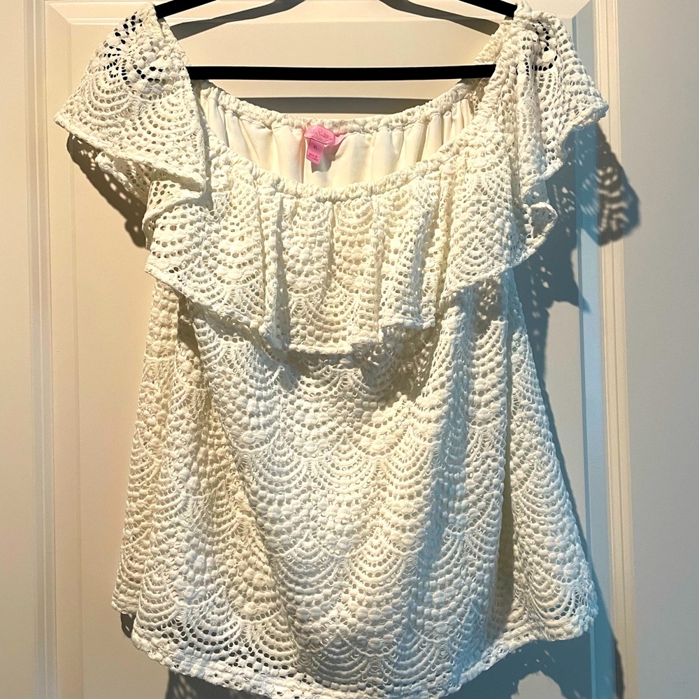 White Off Shoulder Lilly Pulitzer Top